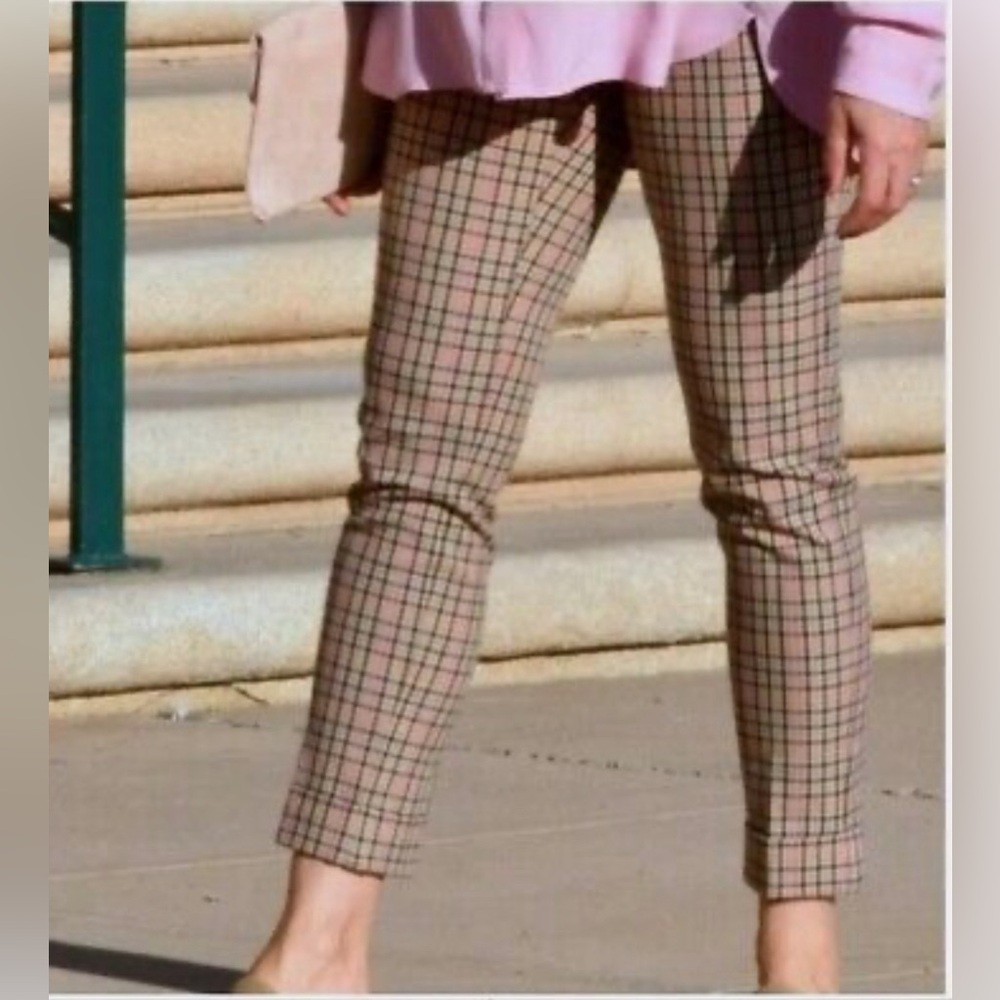 J. Jill Premium Bi-Stretch Pants Plaid Pull On Light Academia Preppy Ankle Sz 6P